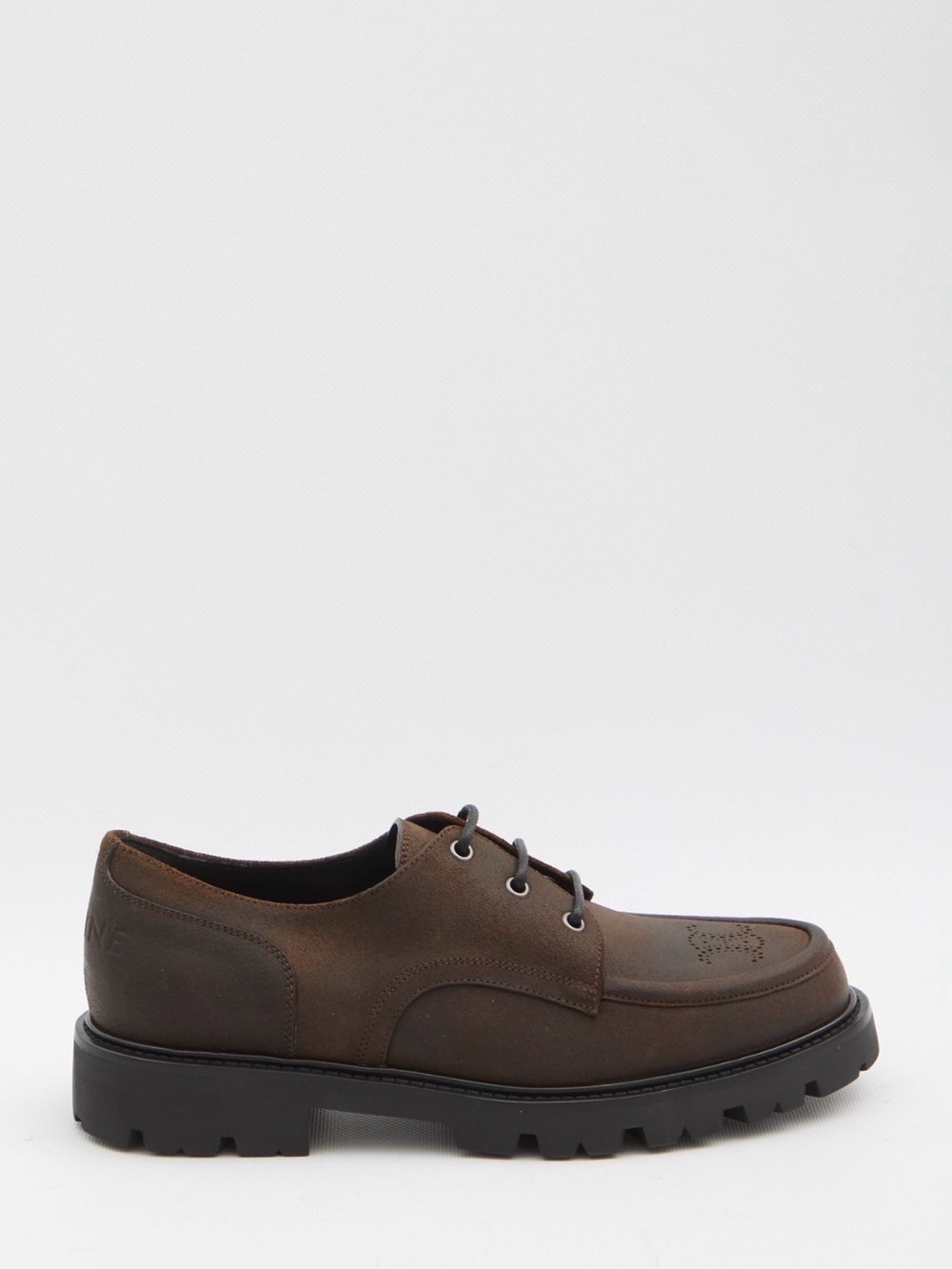 Celine Brown Leather Lace-Up Derby with Lug Sole